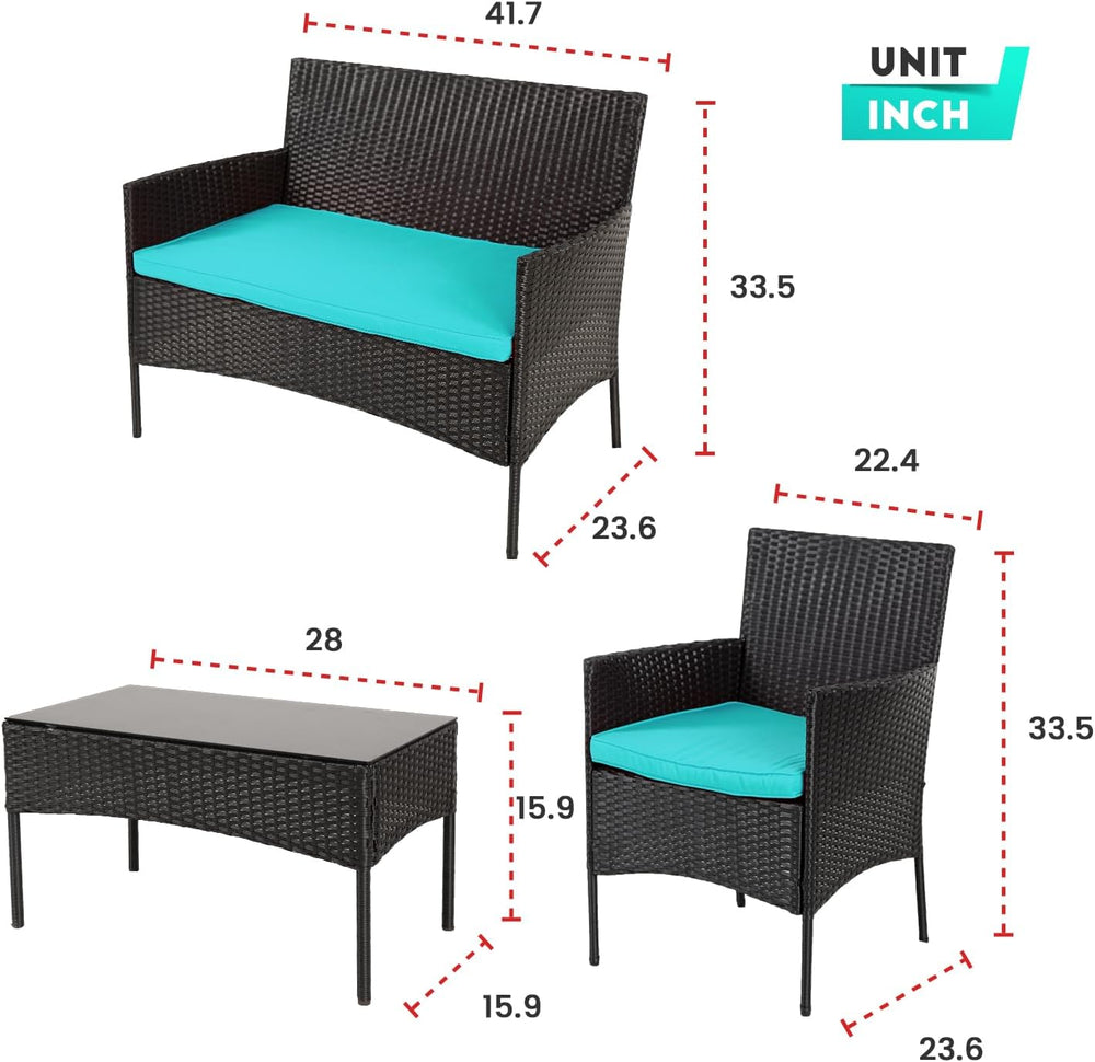 4 Pieces Conversation Set Modular Outdoor Furniture Set Water Resistant Patio...