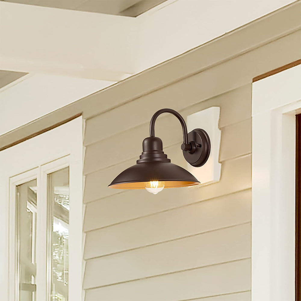 GOLDHILL 10.5" Bronze Gooseneck Metal Outdoor Barn Light, Powder Coated ...