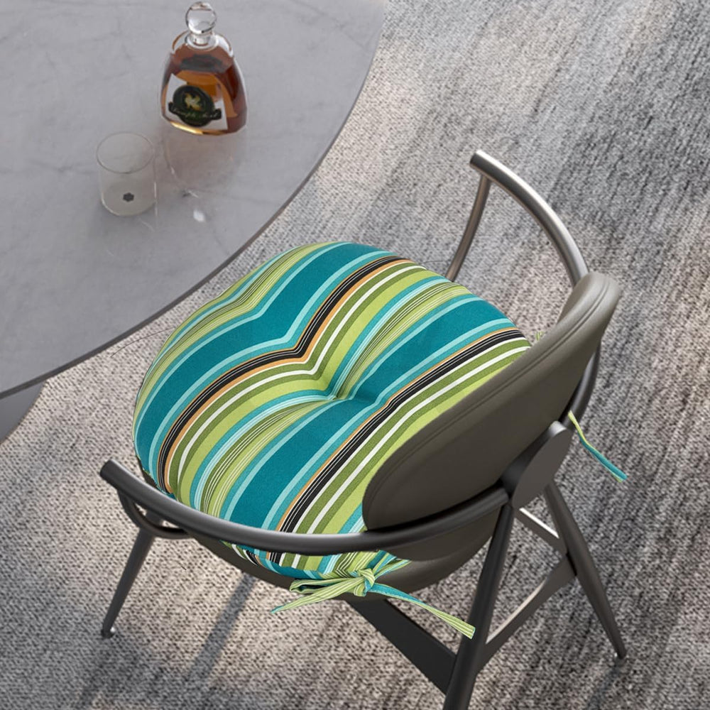 FUNHOME Outdoor Round Seat Cushions with Ties,Set of 2,Tufted Bistro Chair Cu...