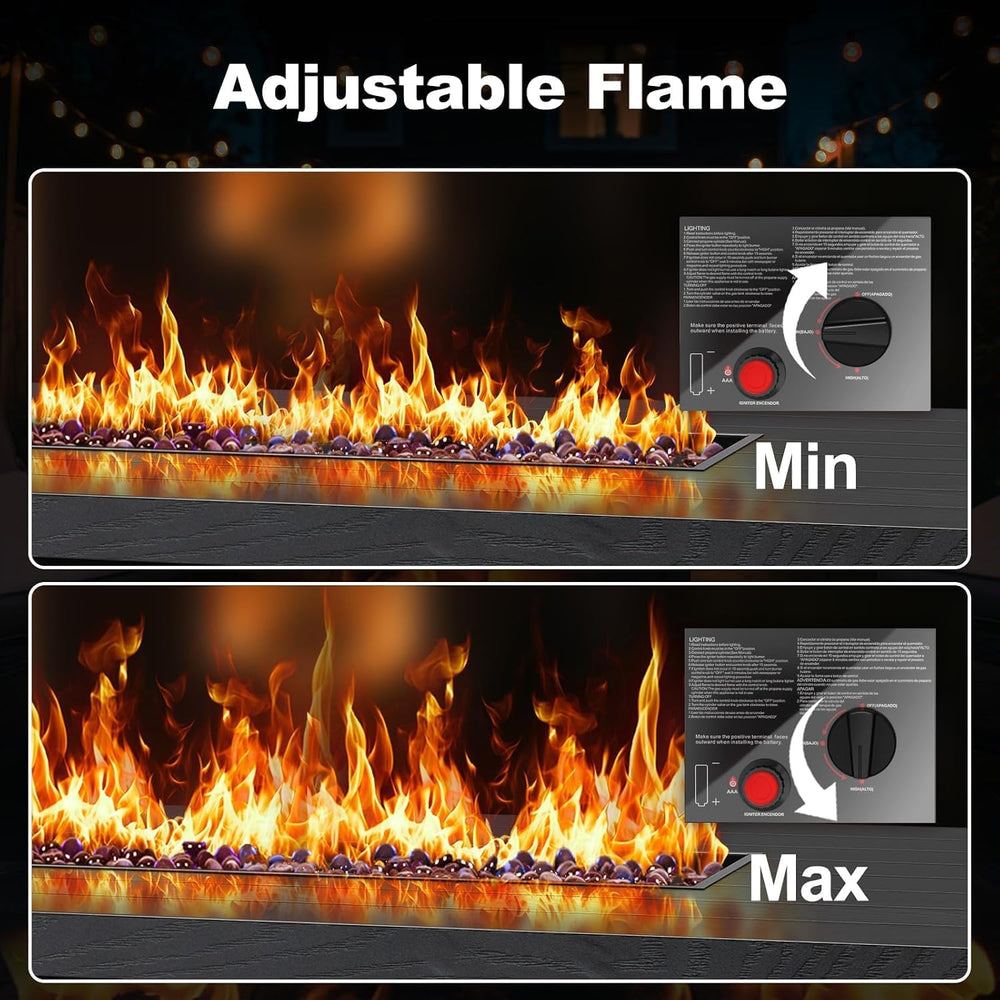 51 Inch Outdoor Propane Fire Pit Table, 50000BTU Rectangular Fire Pit Table