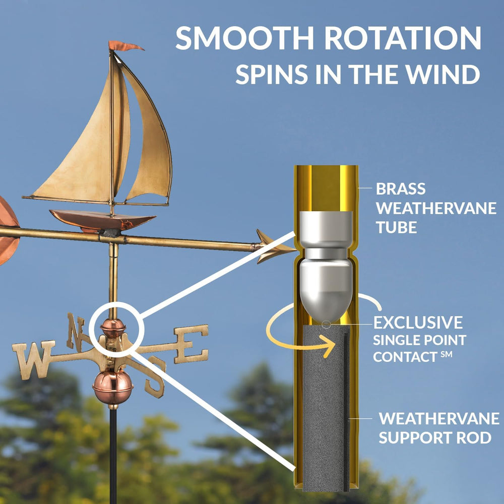Good Directions 8803PR Sailboat Cottage Weathervane, Polished Copper with Roo...