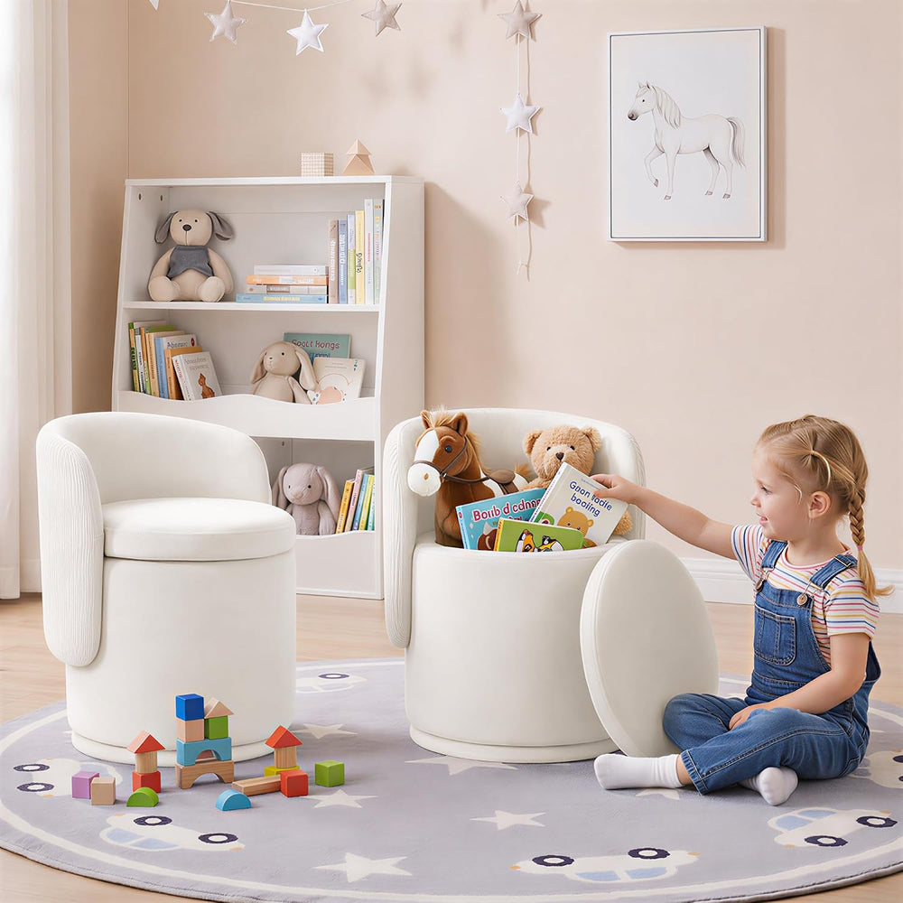 MALOL 360° Swivel Velvet Vanity Chair with Storage, Beige