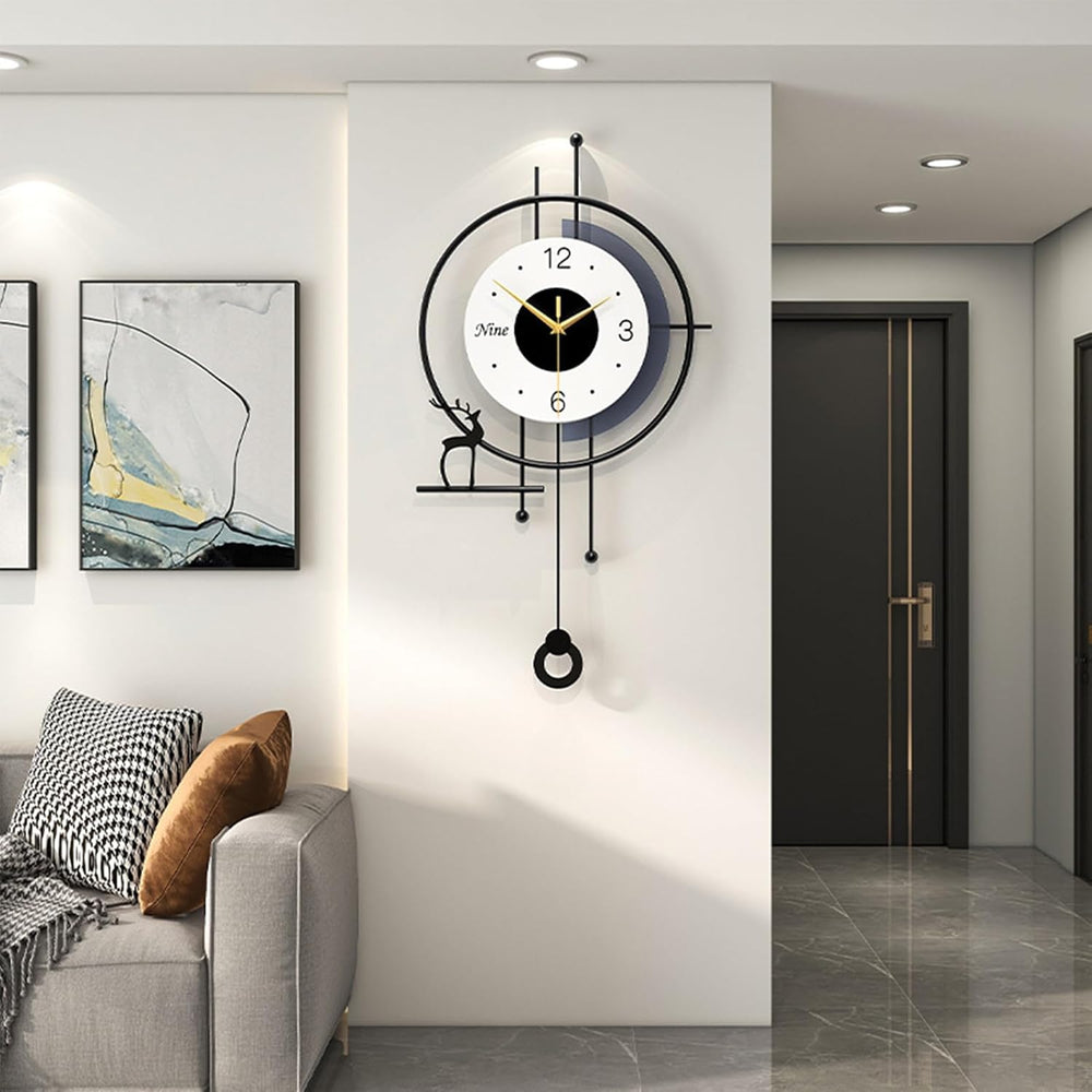 25" Modern Pendulum Wall Clock – Silent Non-Ticking Battery Design