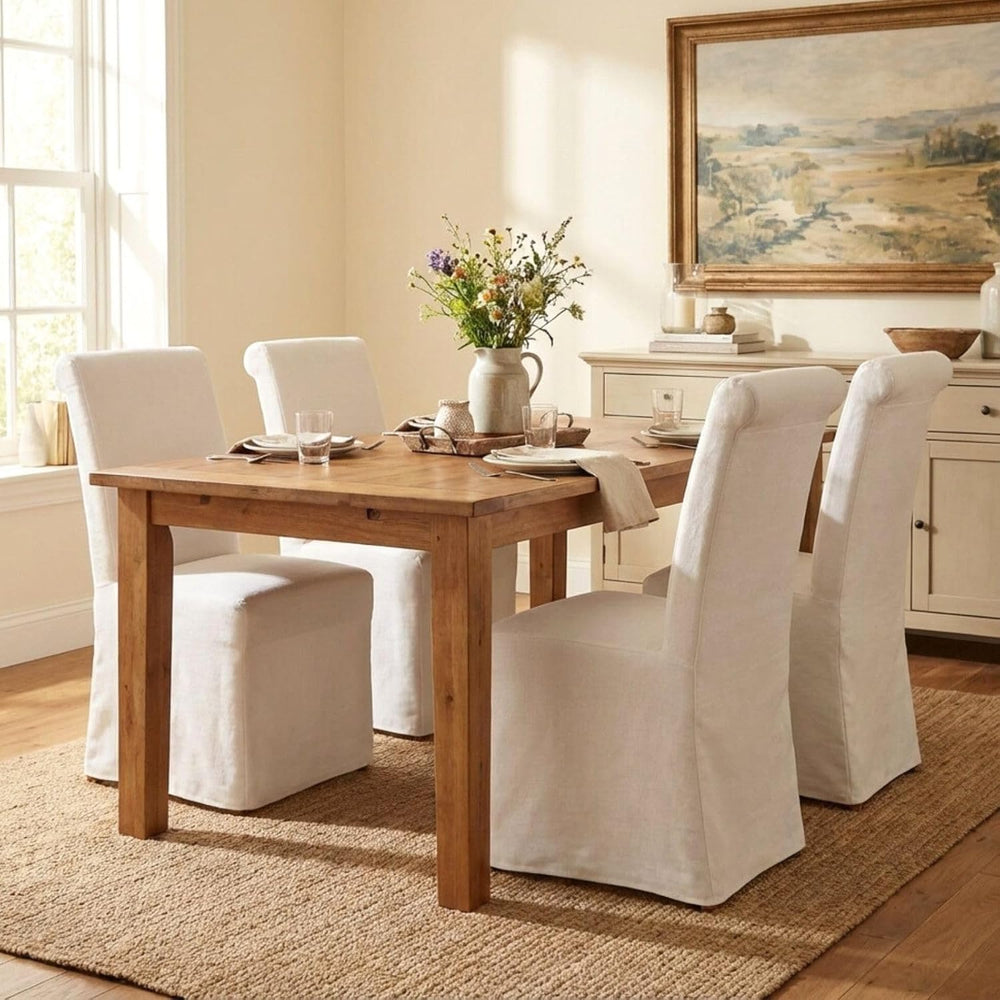 Parsons Dining Chairs Set of 6, Upholstered Slipcovered Dining Room Chairs wi...