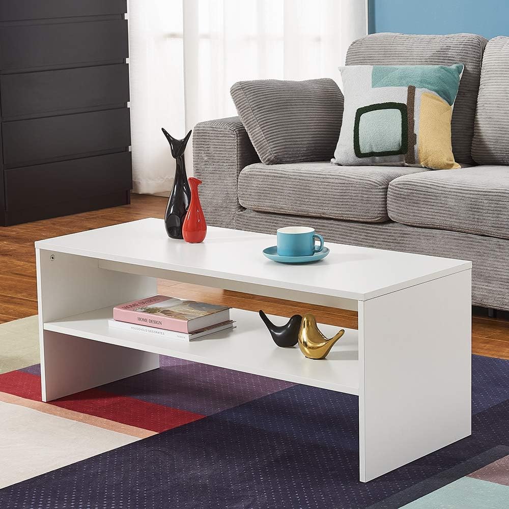 Panana 2-Tier Coffee Table Simple Couch Sofa Side End Table Tea Accent Table ...