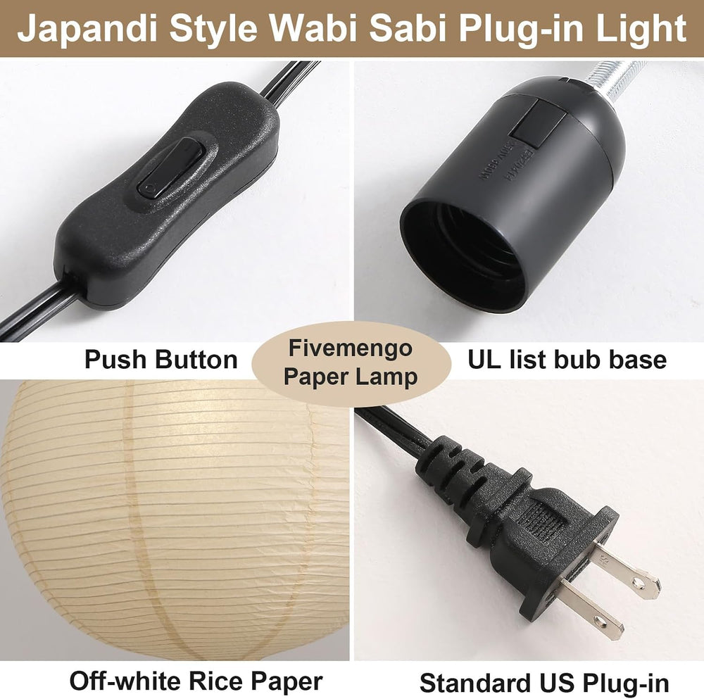 23.6in Paper Lanterns Plug in Hanging Lamp Off-White 19.7FT Cord