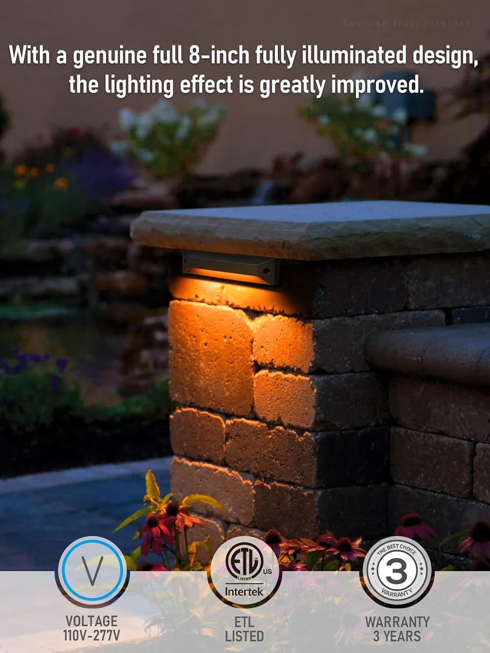 LEONLITE 6-Pack 8 Inch 5CCT Low Voltage LED Step Lights Outdoor
