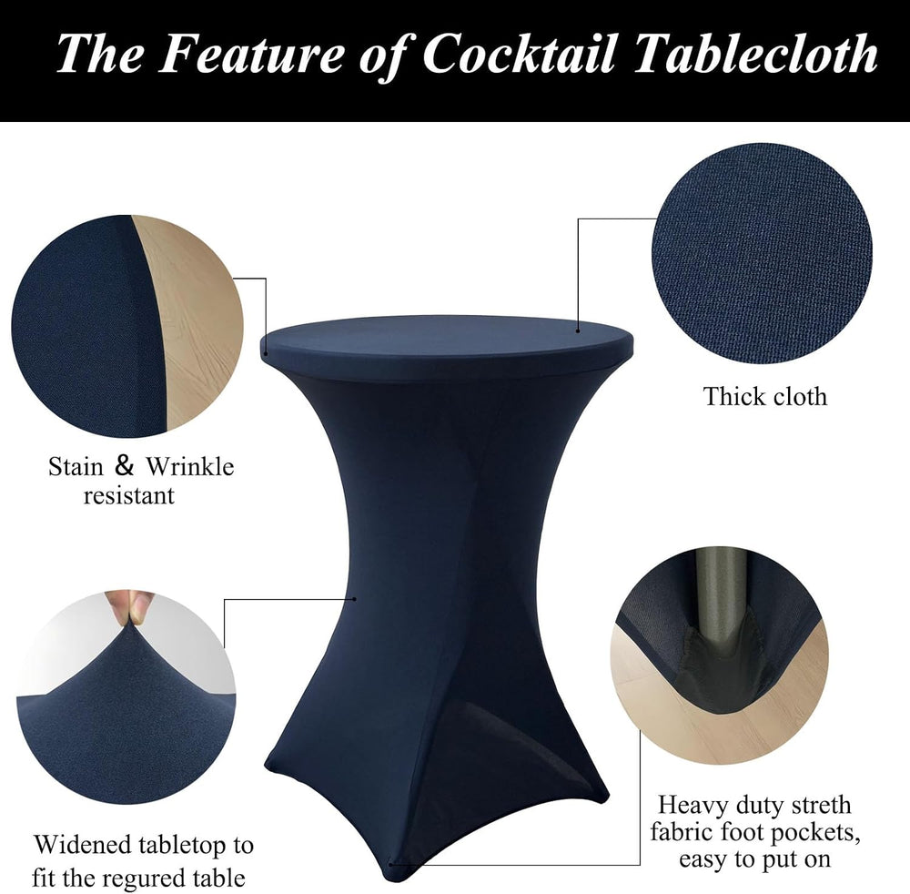 4Pack Navy Blue Cocktail Table Covers 32x43Inch Cocktail Table Tablecloth