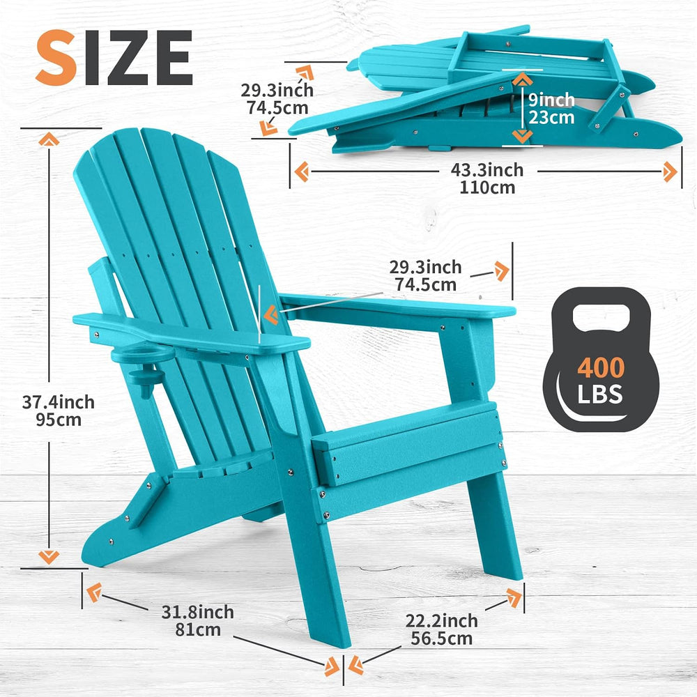 FUNBERRY Oversized Folding Adirondack Chair Set of 2, Fire Pit Chair 400LBS
