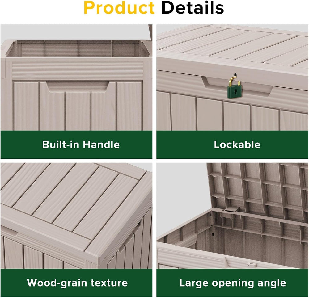 200 Gallon Outdoor Storage Box Patio Deck Box Waterproof, Resin Lockable Outs...