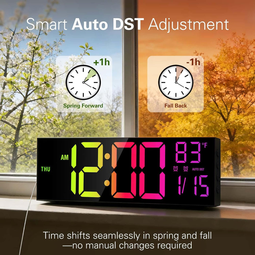JALL 16" Large Digital Wall Clock with RGB Colors for Classroom, Wall Cl...