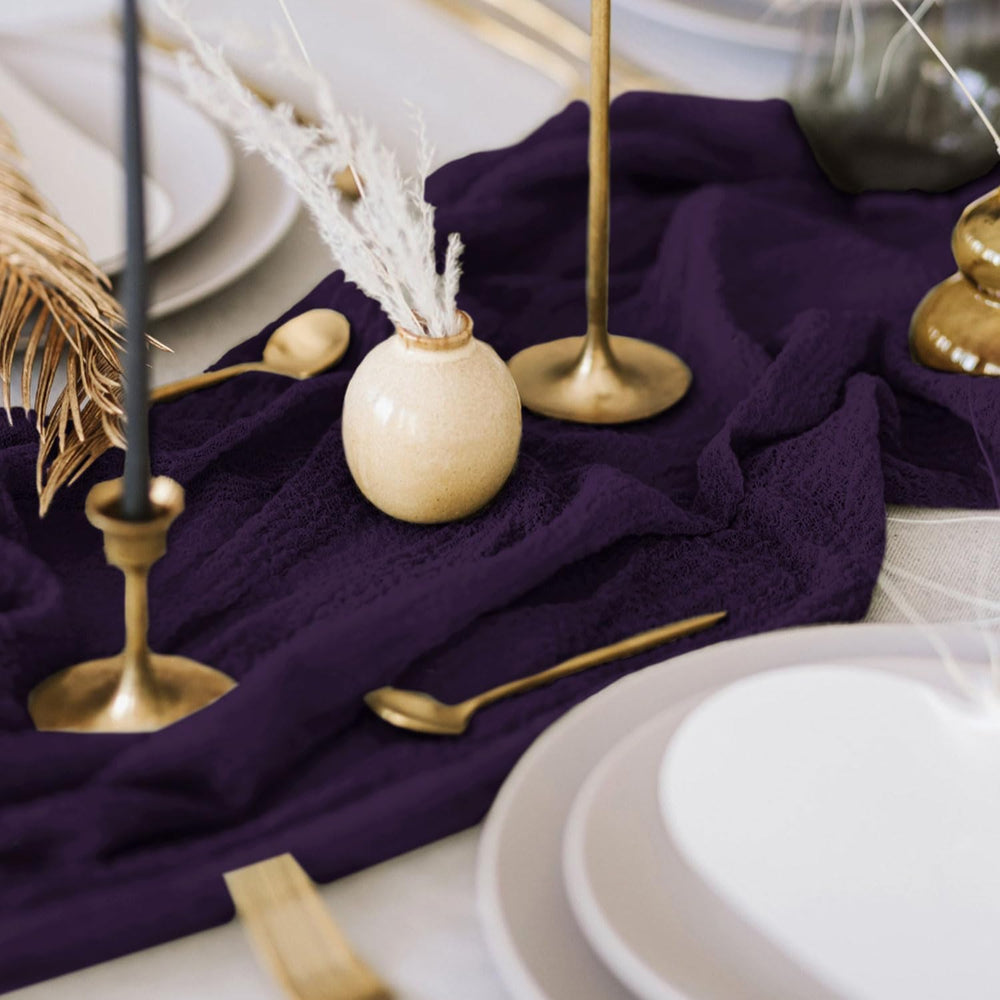 FANPROMS Purple Cheesecloth Table Runner 6 Pack 10FT Rustic Gauze Table Runne...