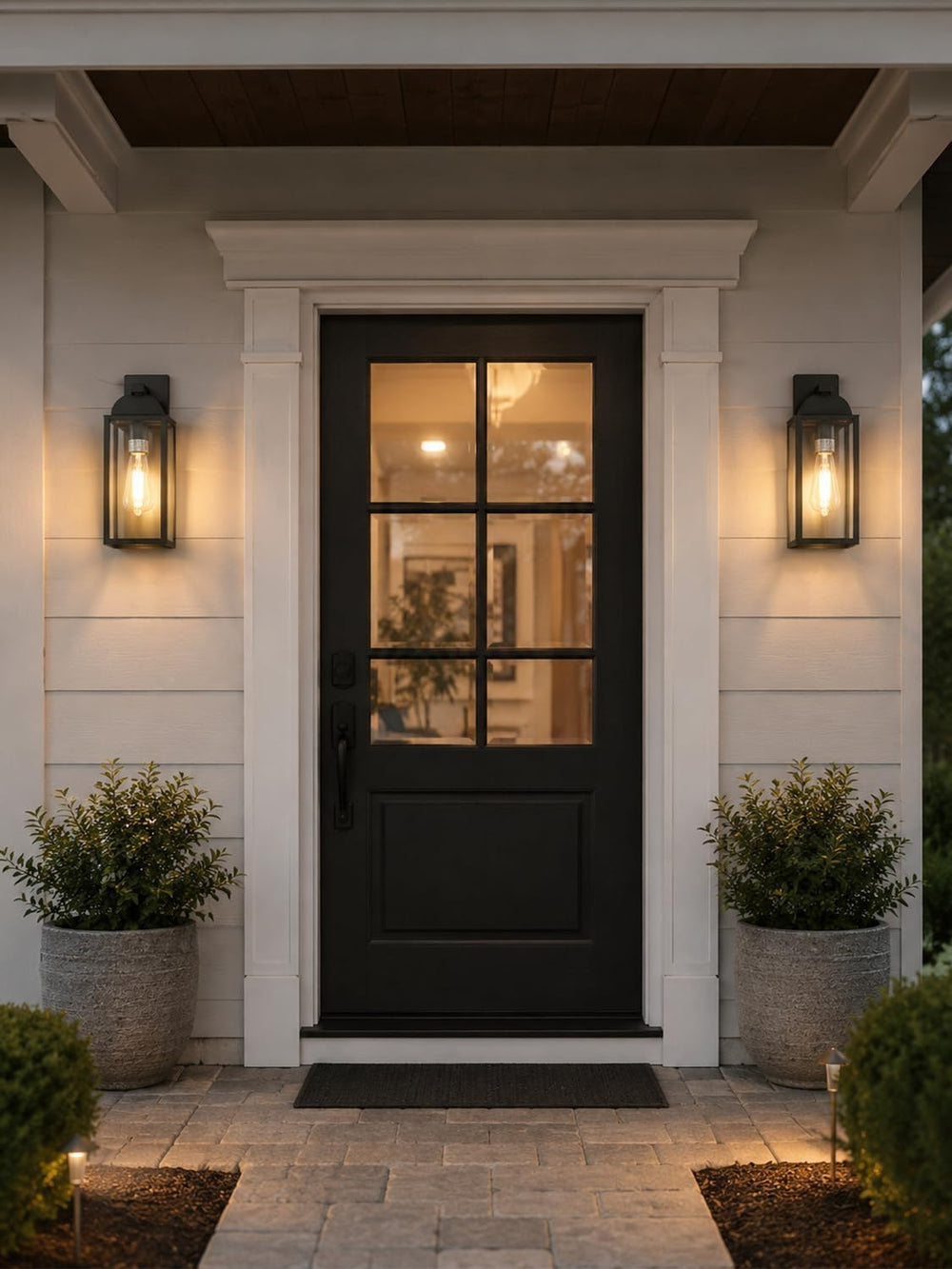 Outdoor Wall Sconce, Waterproof Exterior Lantern, E26 Glass, Black, 1 Pack