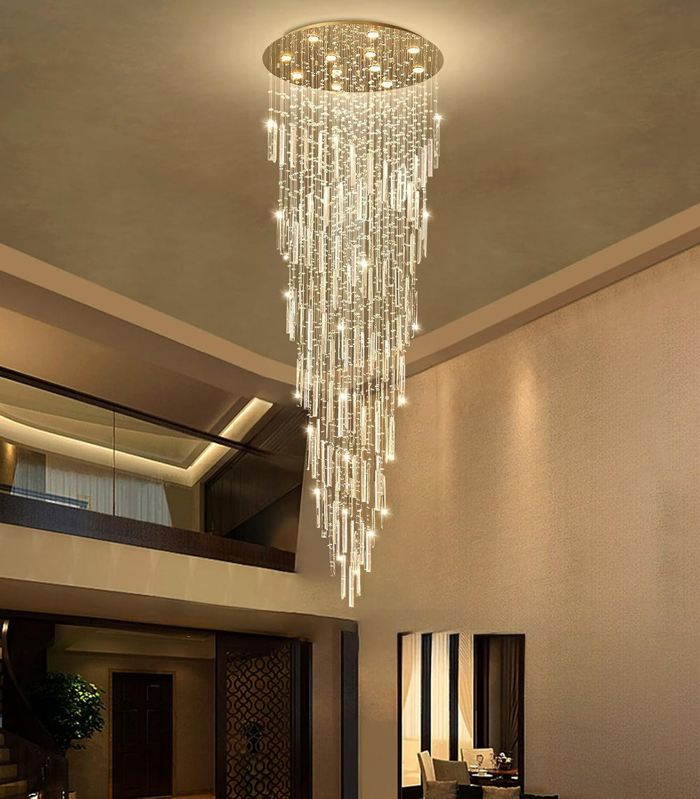 98'' Modern Crystal Chandelier High Ceiling Chandeliers for Entryway ...