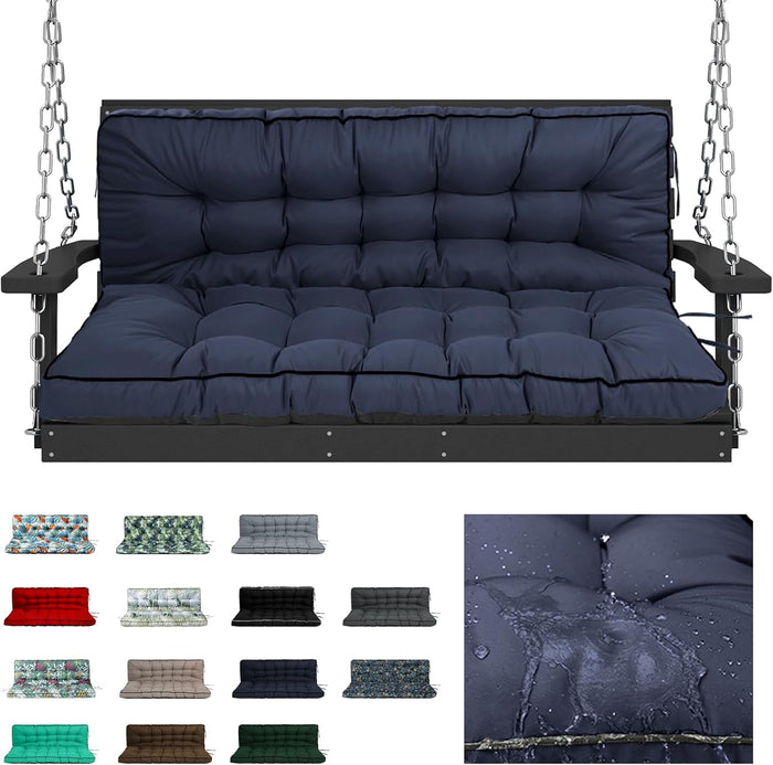 Outdoor Waterproof Porch Swing Cushion Replacement, Navy blue, 63x40in