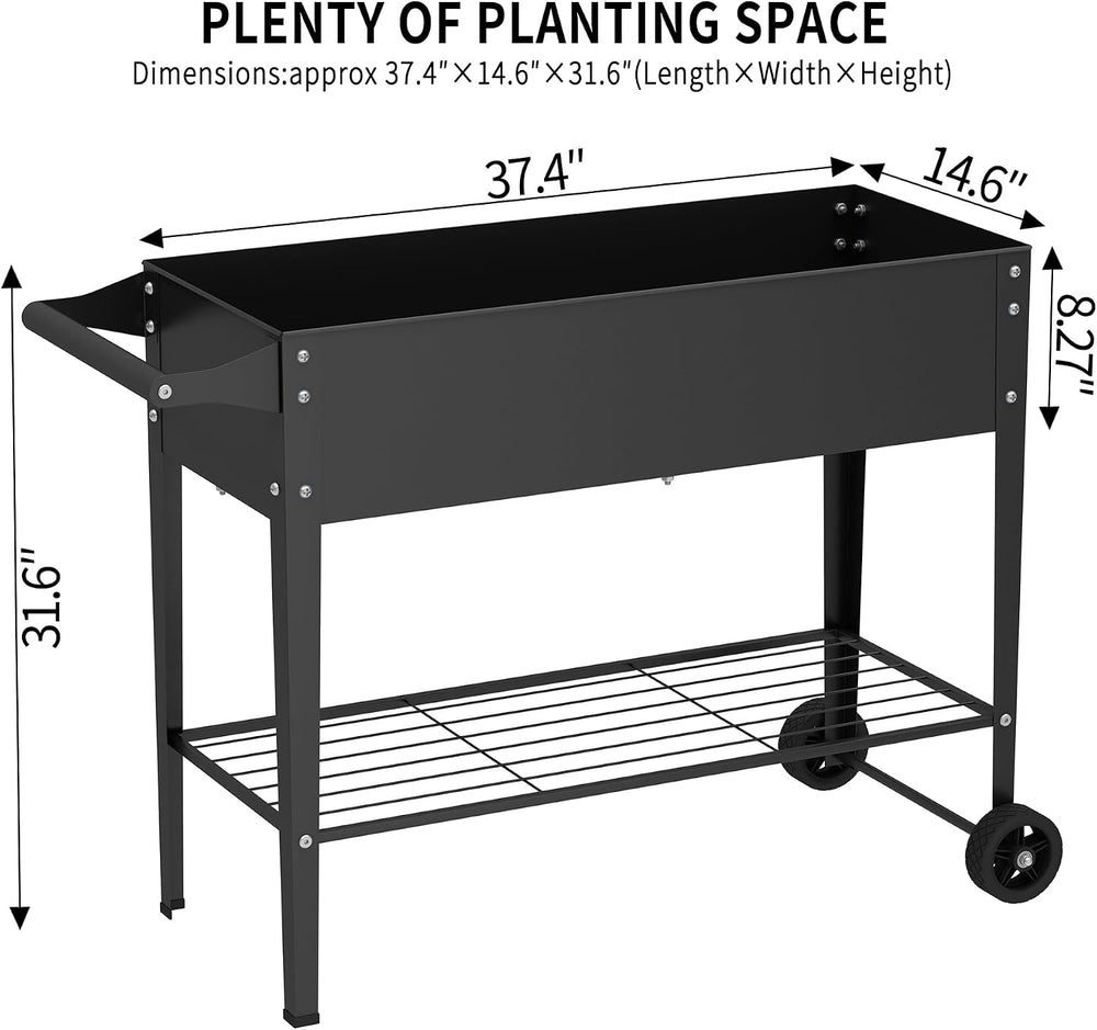 Elevate 2Pcs 32" Tall Raised Garden Bed with Wheel,Planter Box for Backy...
