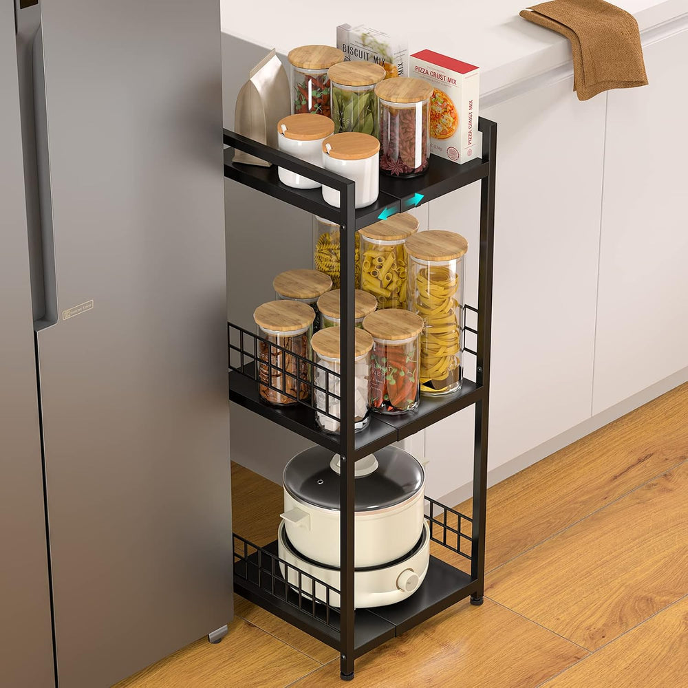 DAOUTIME 3-Tier Metal Shelving Unit, Expandable, Free-Standing, Narrow, Open ...