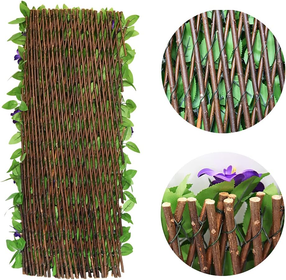 Expandable Fence Privacy Screen for Balcony Patio Outdoor,Decorative Faux Ivy...