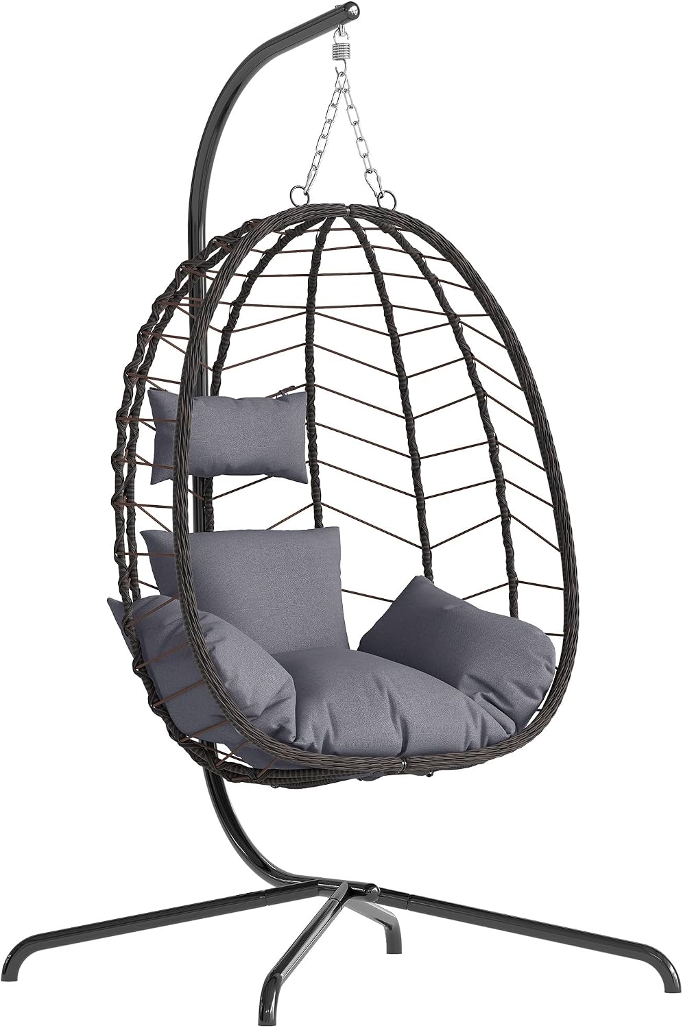LEX CRAFT Egg Chair with Stand, Patio Wicker Hanging Chair, Hammock Swing Cha...
