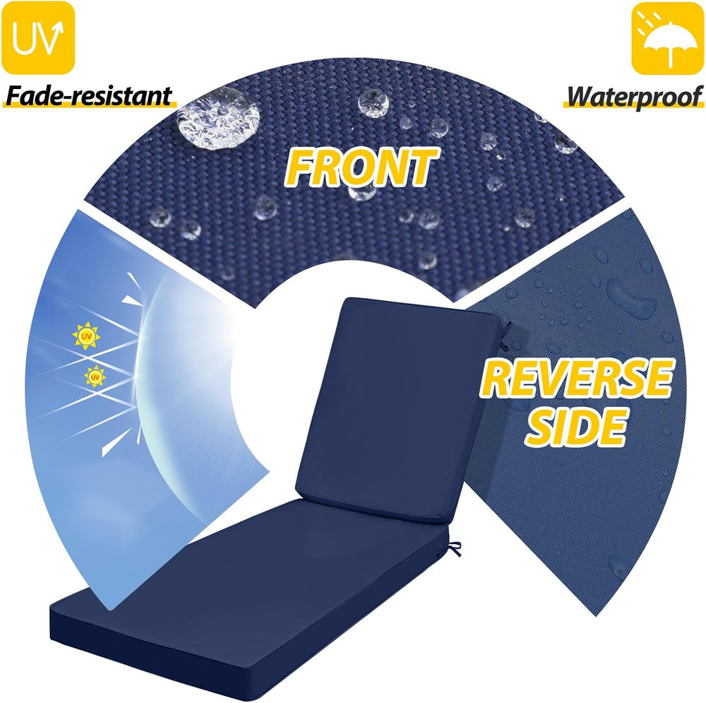 AAAAAcessories Outdoor Chaise Lounge Cushions, 72 x 21 x 3 in, Set of 1