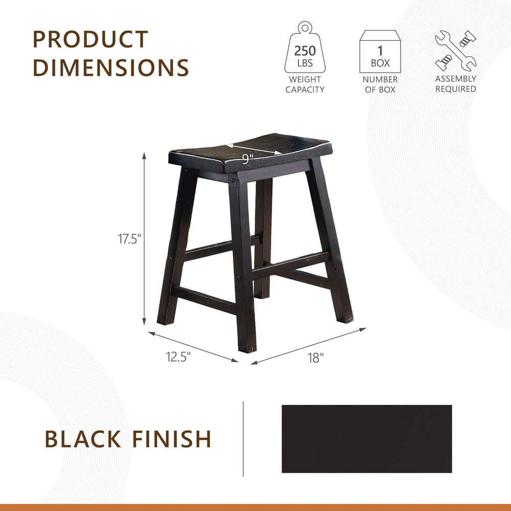 Homelegance Saddleback Solid Wood Kitchen Height Bar Stool Set Of 2 - Saddle ...