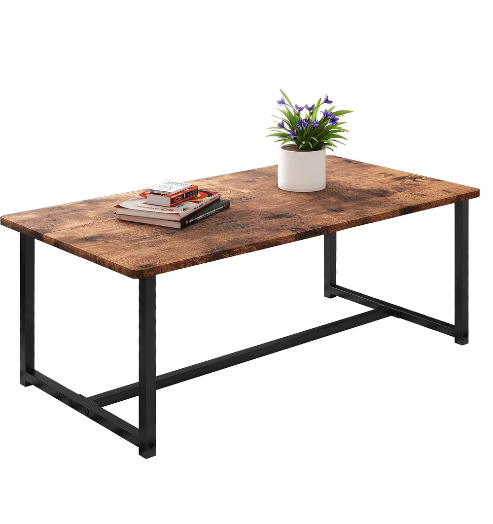 35.4" Rectangular Coffee Table for Living Room, Modern Industrial Style ...