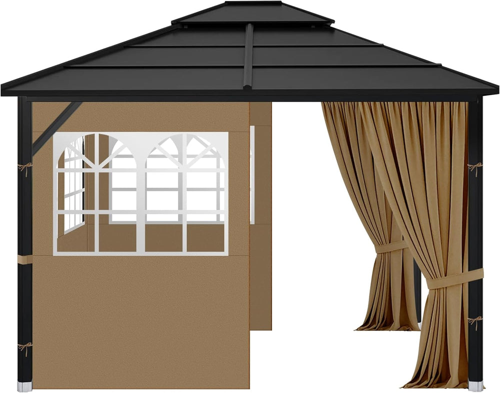 Gazebo Privacy Curtains 10' x 12' with PVC Windows, 4-Panels Side Wal...