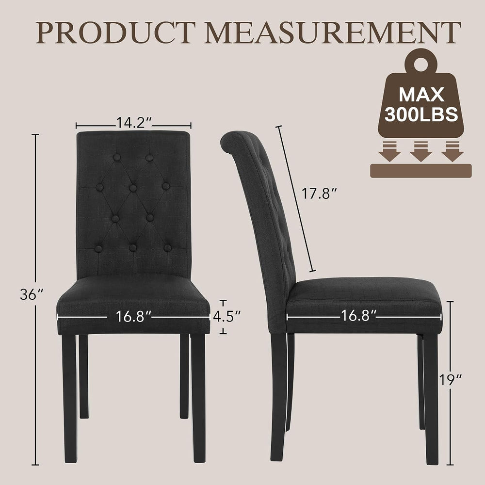 LSSBOUGHT Set of 4 Modern Tufted Dining Chairs, Button Padded Fabric Chairs w...