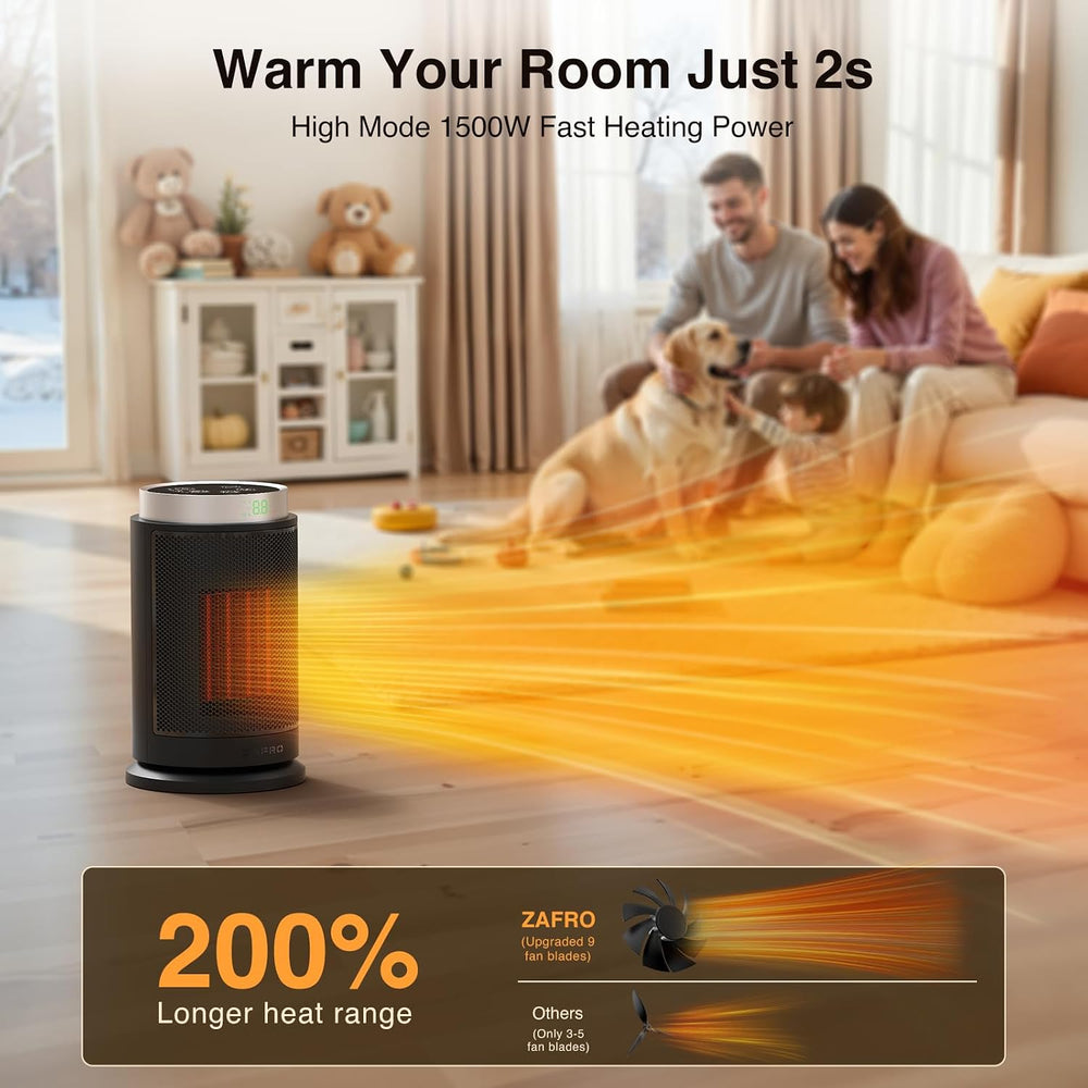 ZAFRO Space Heater, Ultra Quiet Portable Electric Heaters for Indoor Use with...