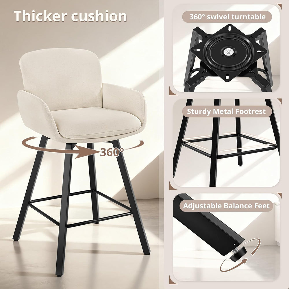 LUE BONA 26" Swivel Bar Stools Set of 3, Counter Height Bar Stools with ...