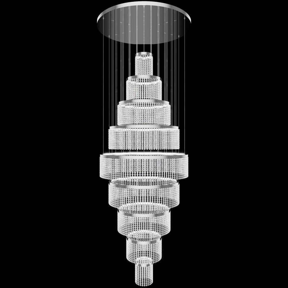 Flashing God H120'' Large 9-Tier Crystal Chandelier for High Ceiling ...