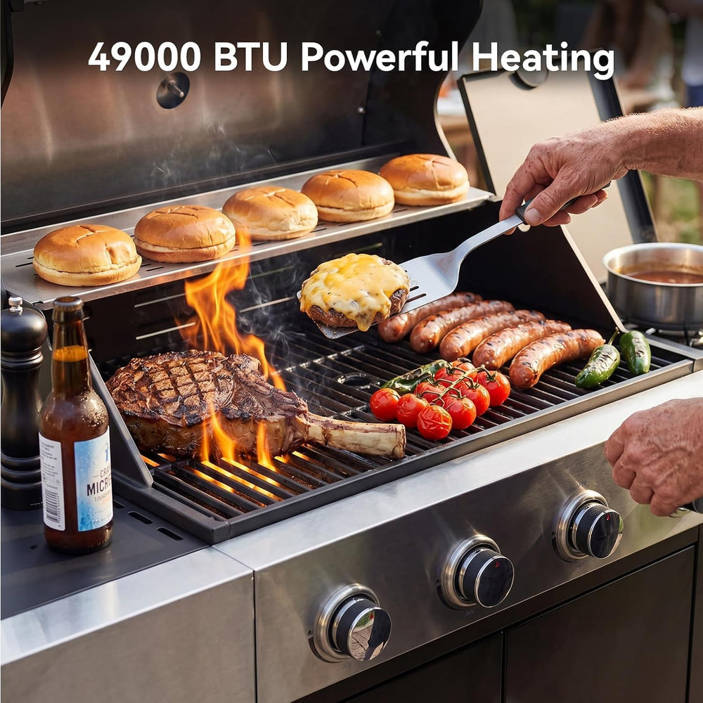 Aoxun 4-Burner 49000 BTU Propane Grill with Side Burner, Black