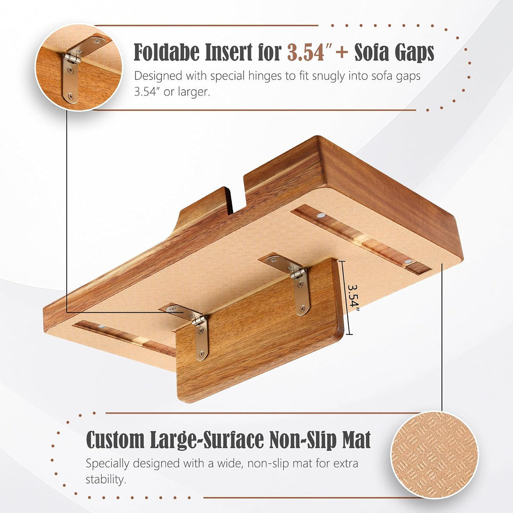 Nnewvante Couch Table Insert for Sectionals,15.35x9.84-inch Acacia Wood