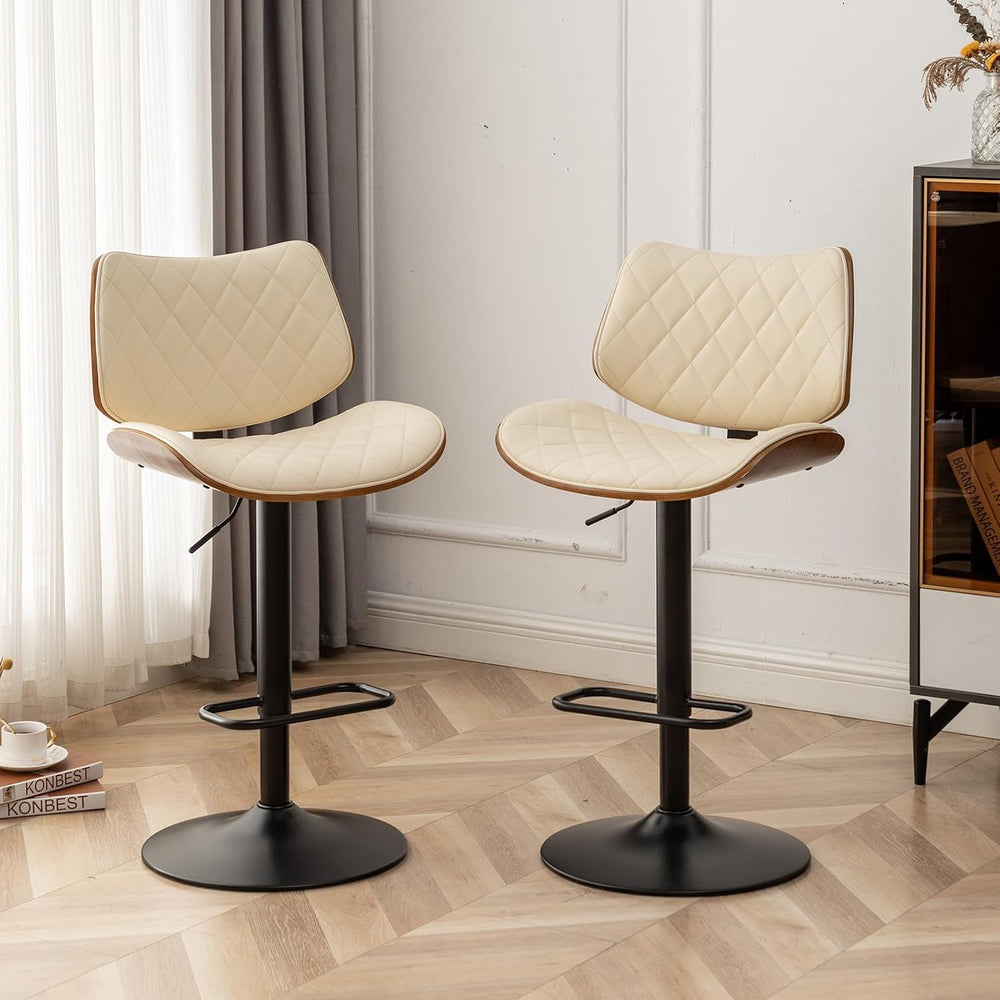LUNLING Bar Stools Set of 2 Mid Century Modern Adjustable Counter Height Blac...