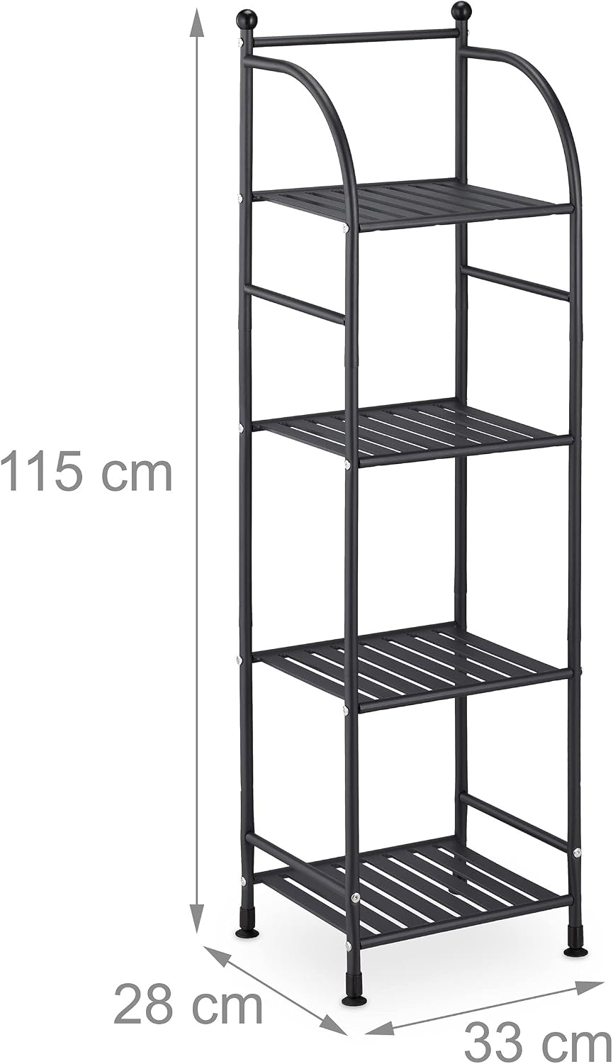 Relaxdays Standing Shelf, Steel, H x W x D: 115 x 33 x 28 cm, Kitchen & B...