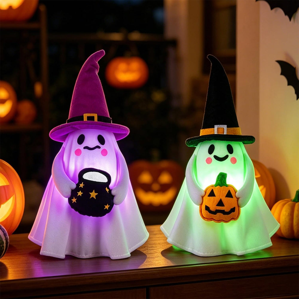 2 Pack Halloween Lighted Ghost Figurine with Stretchable Leg 21" to 30&q...