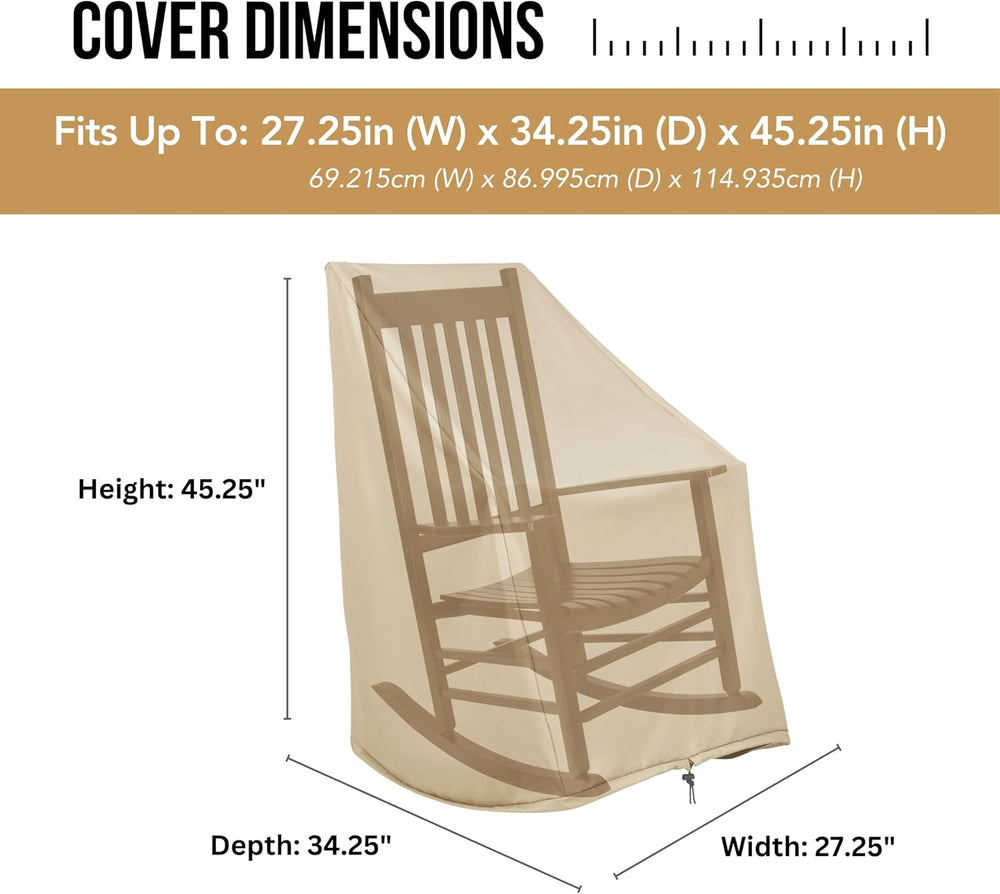 Shine Company Weatherproof Outdoor Rocking Chair Cover, 100% Woven Polyester,...