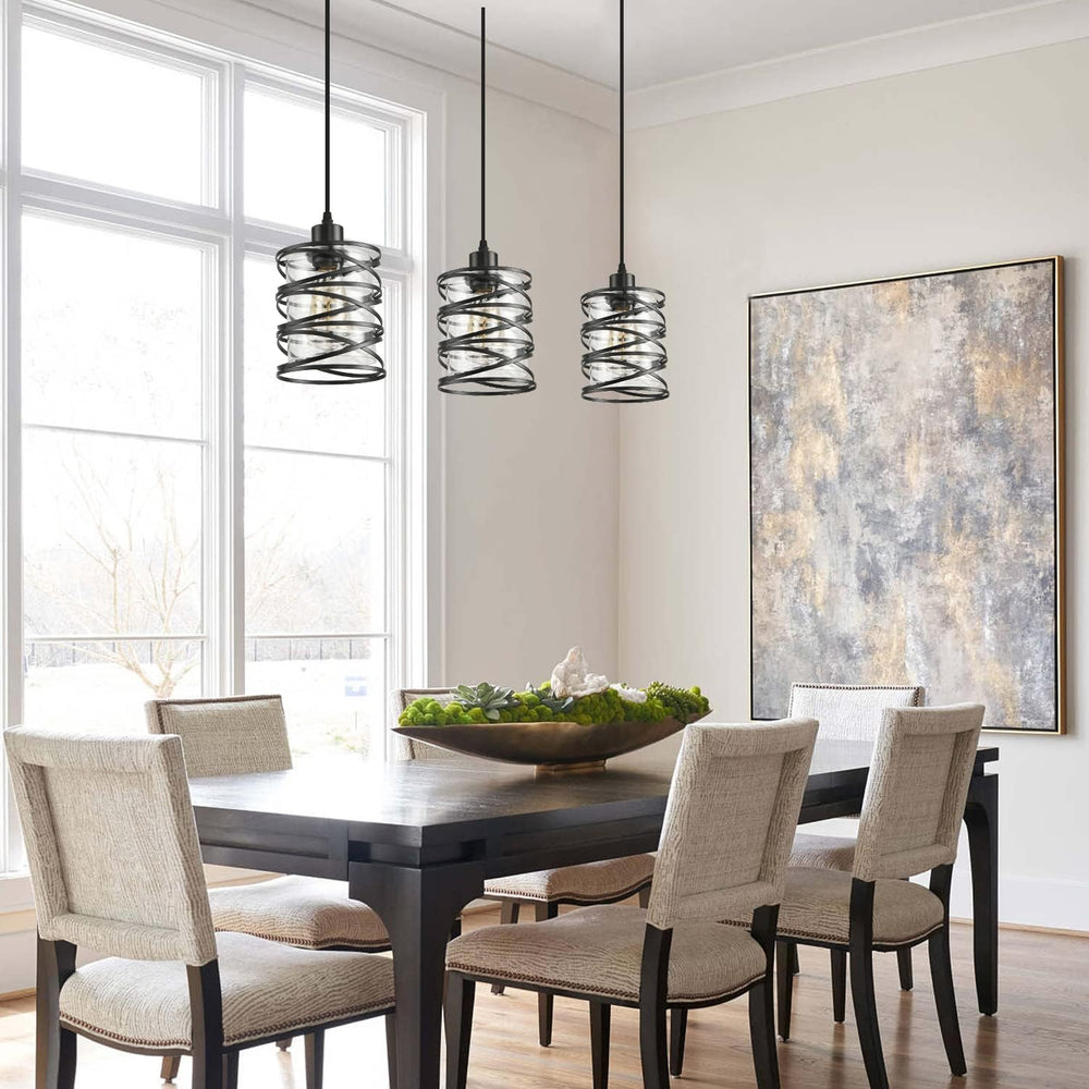 3 Pack Pendant Light Kitchen Island Pendant Lighting, Glass Hanging Light wit...
