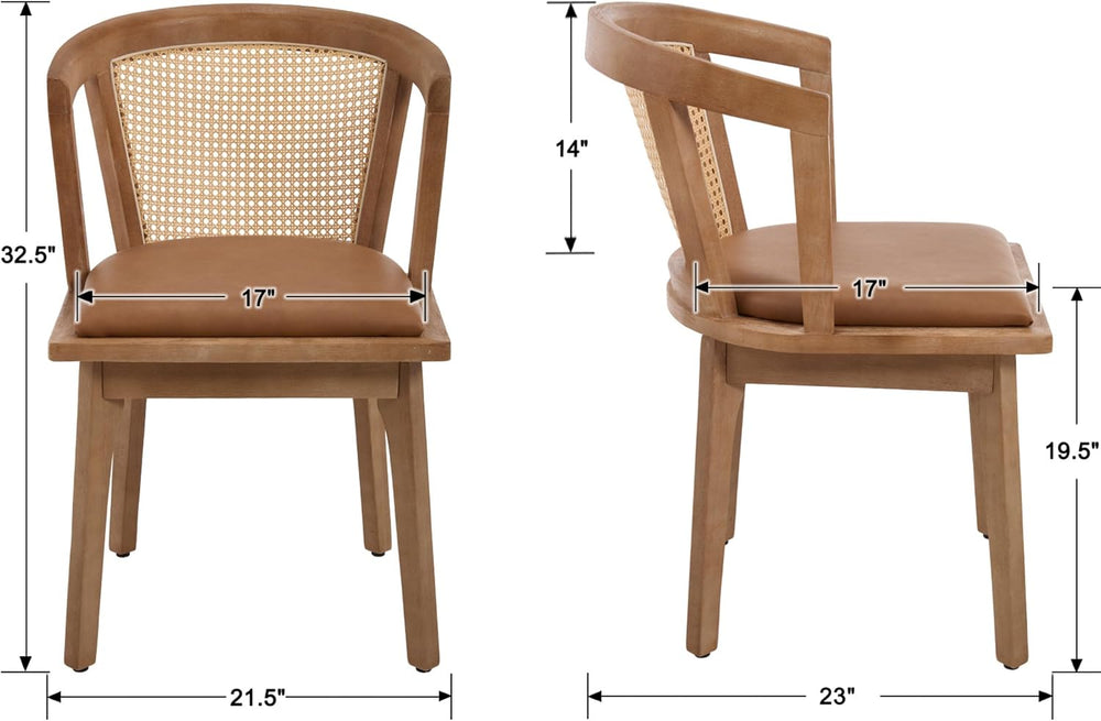 EALSON Rattan Mid Century Dining Chairs Set of 4 Modern Farmhouse Wooden Dini...