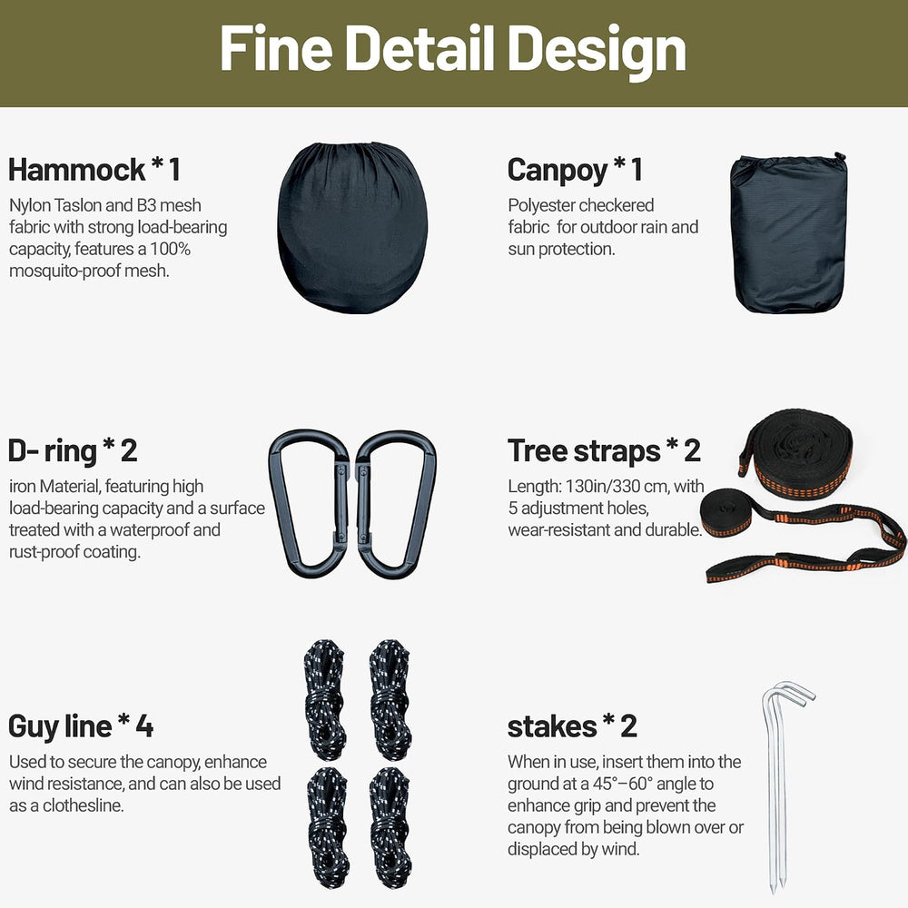 Camping Hammock with Mosquito Net and Rain Fly Tarp