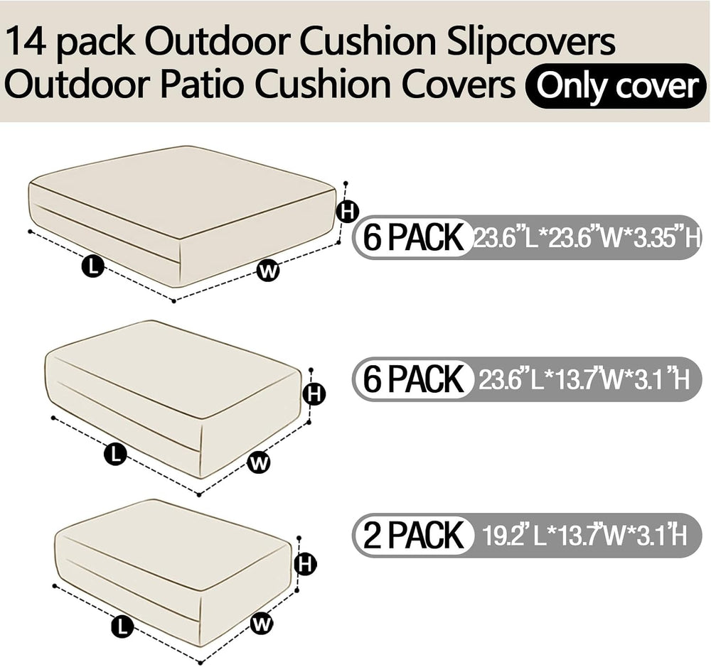 14 Pieces Patio Cushion Covers Replacement Outdoor Couch Cushions Covers Spla...