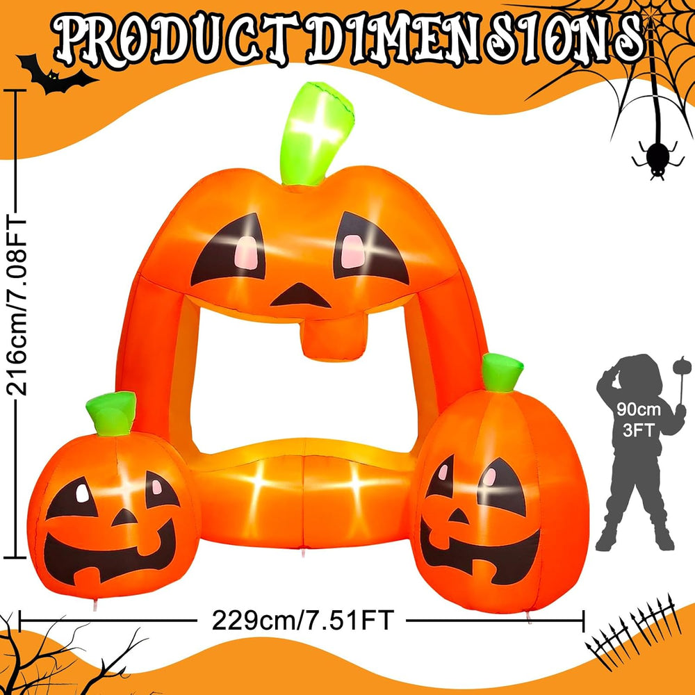 Kalolary 7ft Halloween Inflatables Pumpkin Photo Booth, Blow Up Quirky Pumpki...