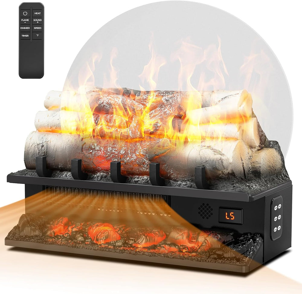 21" Freestanding Electric Fireplace Log Set with Cracking Sound, Firepla...