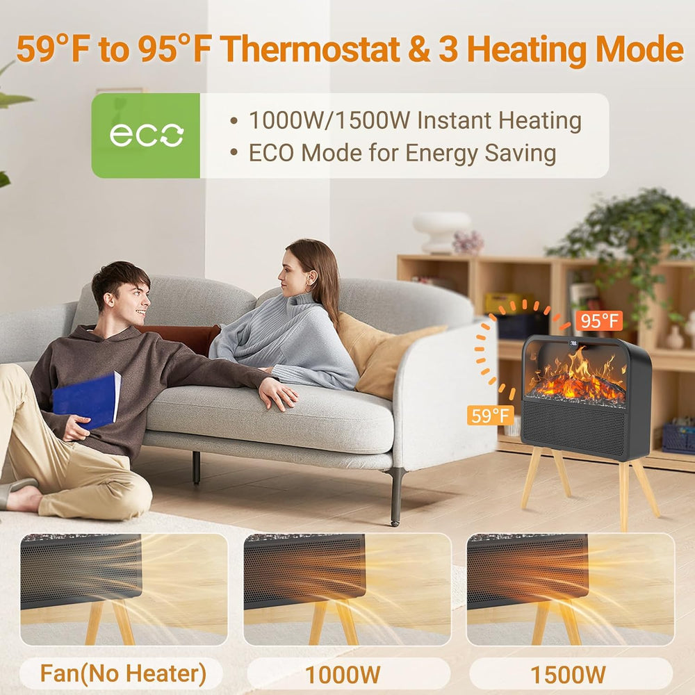 Electric Fireplace Heater, Ultra-Thin Electric Fireplace Stove with Realistic...
