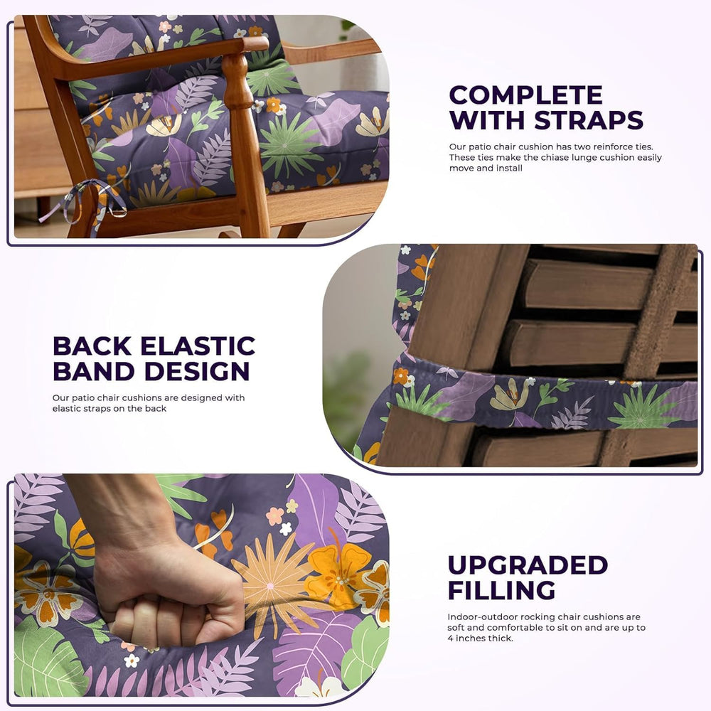 2 Pack Adirondack Chair Cushion Waterproof Indoor Outdoor Rocking Chair Cushi...
