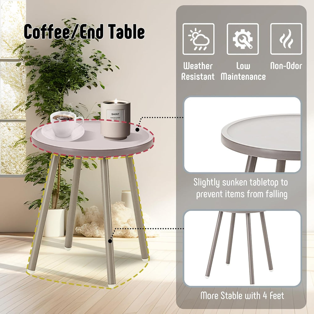 Werph 3-Piece Outdoor Bistro Table and Chairs Set for Backyard & Deck, Grey