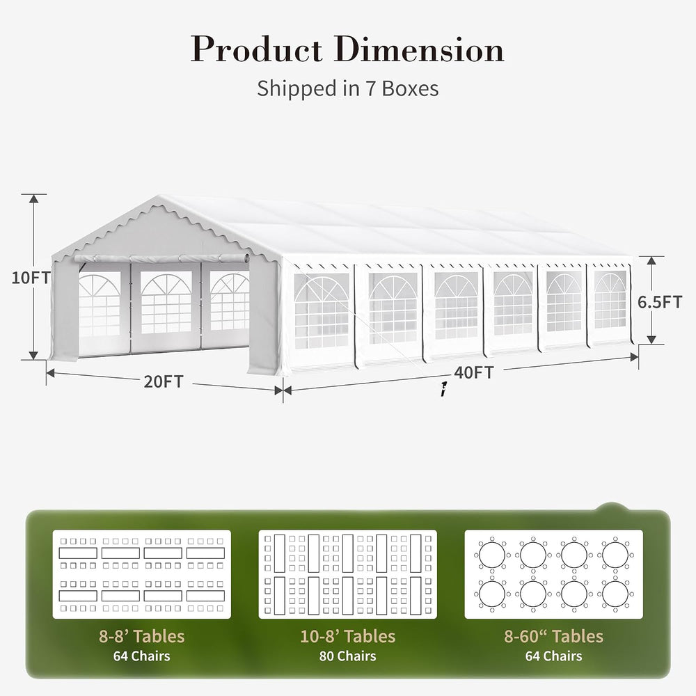 Sophia & William 20x40 Party Tents, Heavy Duty Event Tent for Parties