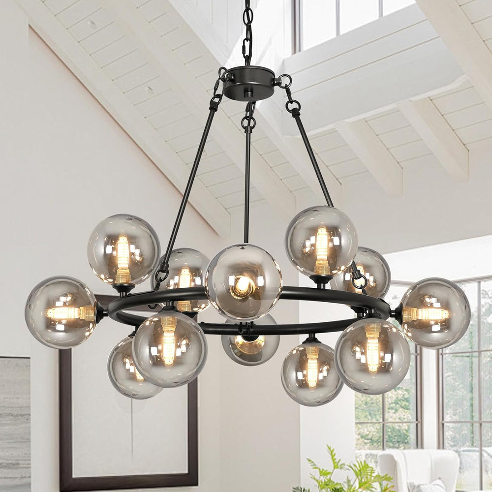 Wagon Wheel Chandelier Modern Sputnik Globe Dining Room Light Fixture 32'...