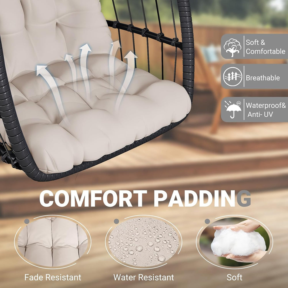 LEVELEVE Egg Chair with Stand,Patio Rattan Wicker Hanging Swing Egg Chair Ham...