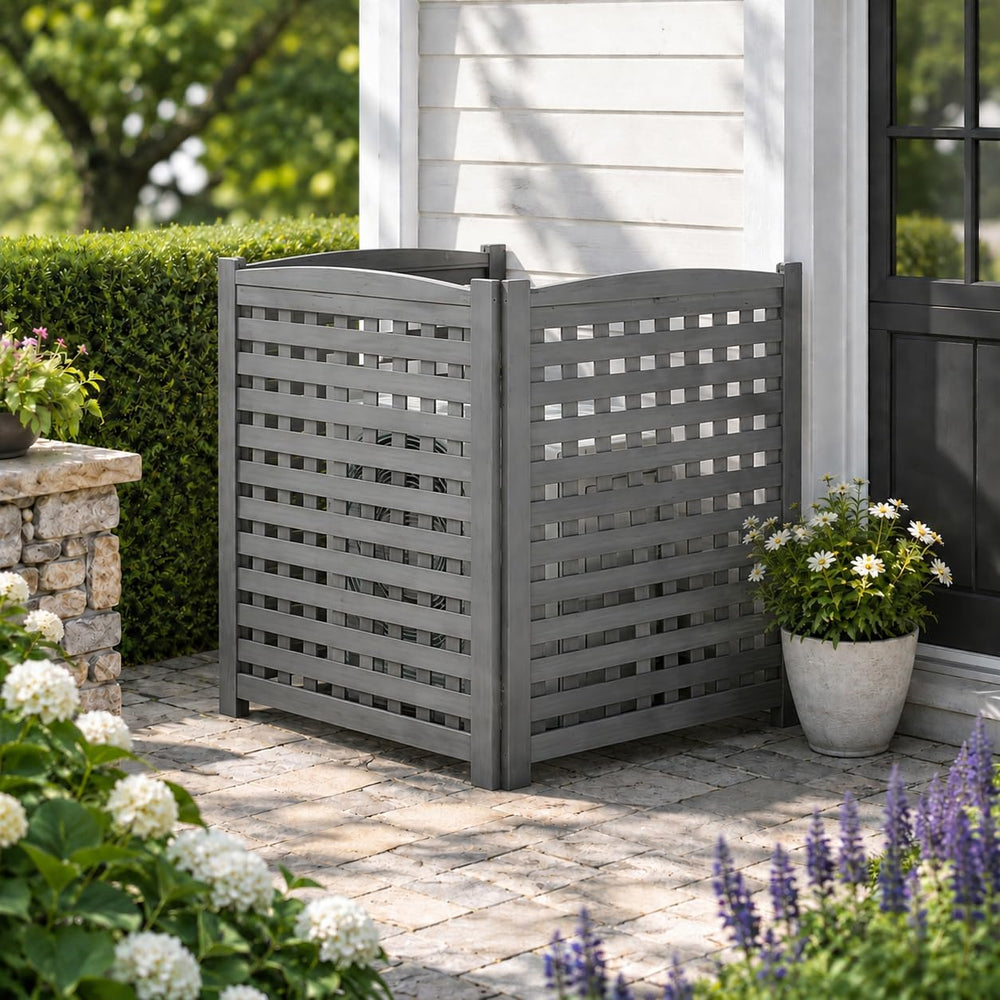 32" W x 38" H Air Conditioner Fence, 3 Panel Trash Can Fence Screen...